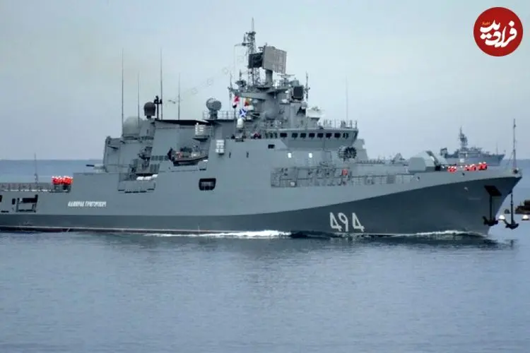 تصویر ناو روسی که در بندرعباس پهلو گرفت
