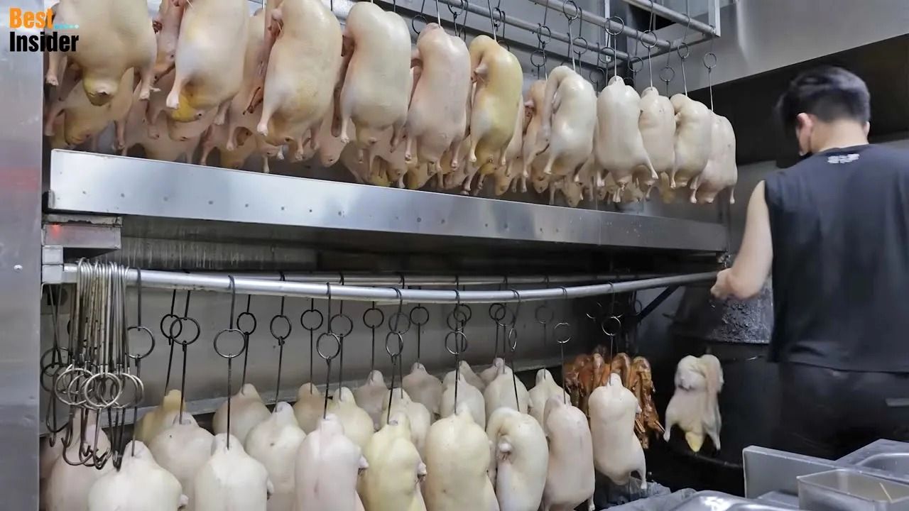 (ویدئو) از پرورش و بسته بندی گوشت اردک در کارخانه تا پخت 3600 اردک پکنی