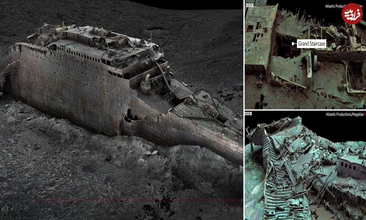 (ویدئو) تصاویری دیدنی از مقایسه کشتی تایتانیک با لاشه باقی مانده از آن