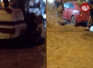 ببینید؛ تصادف زنجیره‌ای سه خودرو در اتوبان قشم