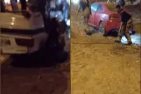 ببینید؛ تصادف زنجیره‌ای سه خودرو در اتوبان قشم