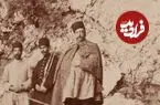 عکس| سفر زمان؛ عکس یادگاری ناصرالدین شاه و همراهانش در کنار چادر در کوهستان