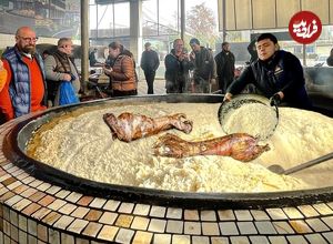 (ویدئو) غذای خیابانی مشهور در ازبکستان؛ فرآیند پخت 180 کیلو پلو ازبکی با گوشت