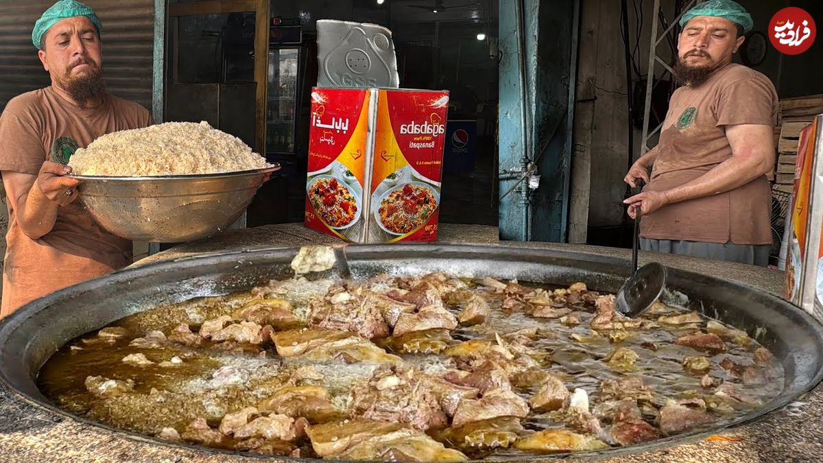 ببینید؛ غذای خیابانی در پاکستان؛ پخت 100 کیلو کابلی پلوی محبوب در پیشاور