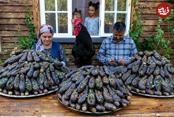 ببینید؛ غذای روستایی در آذربایجان؛ تهیه دلمه و ترشی با بادمجان