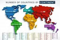 اینفوگرافی| تفکیک قاره‌ها به ازای تعداد کشور در هر کدام