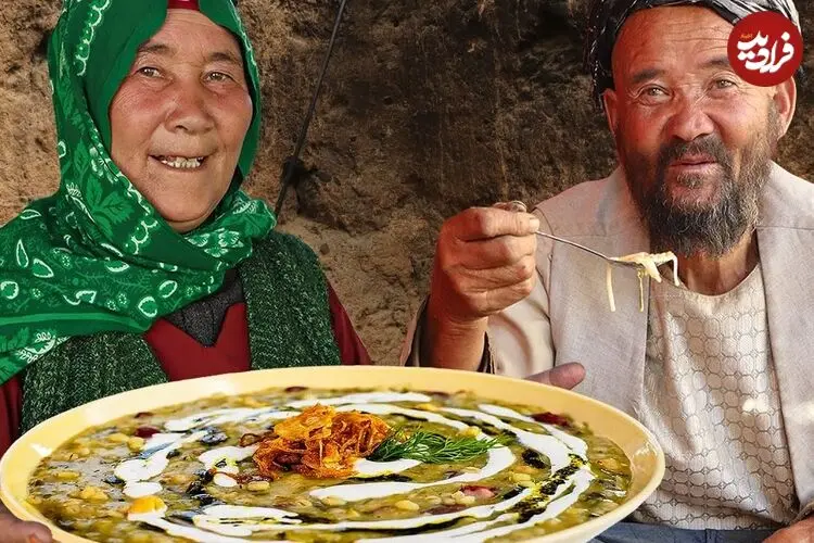 ببینید| غذای روستایی در افغانستان؛ پخت آش رشته سنتی در روستایی سرسبز