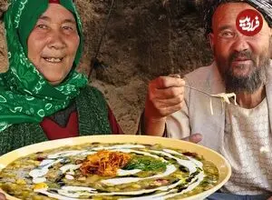 ببینید| غذای روستایی در افغانستان؛ پخت آش رشته سنتی در روستایی سرسبز