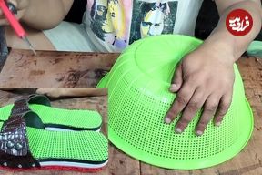 ببینید؛ ساخت یک صندل زیبا با استفاده از سبد پلاستیکی در اندونزی