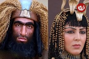 عکس؛ سفر زمان؛ عکس یادگاری «ملکه نفرتیتی» (سریال یوسف پیامبر) با «غول زبیری» (مختارنامه)