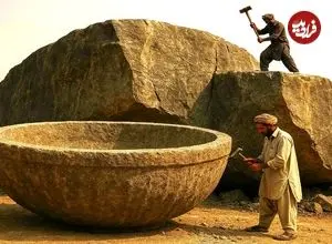 ببینید| نحوه ساخت یک حوض آبنمای زیبا با یک تخته سنگ بزرگ در پاکستان