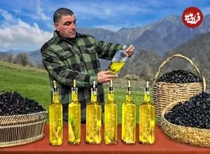 ببینید| غذای روستایی در آذربایجان؛ تهیه روغن زیتون به روش باستانی و طبیعت