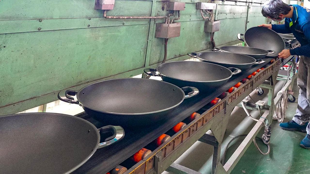 (ویدئو) فرآیند تولید انبوه ماهیتابه نچسب در یک کارخانه مشهور تایوانی