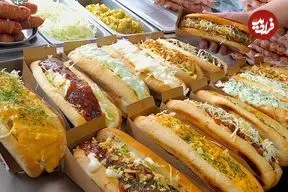 ببینید| غذای خیابانی در کره؛ تهیه محبوب ترین هات داگ با سس های متنوع در سئول