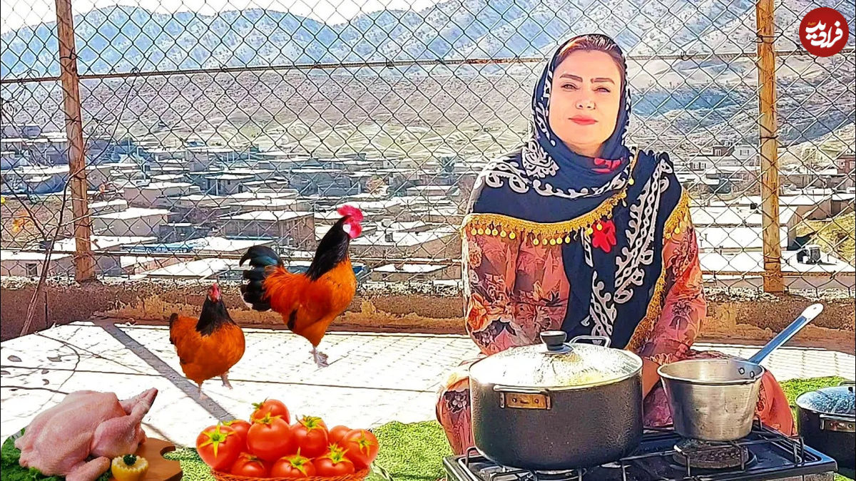 (ویدئو) غذای روستایی در ایران؛ پخت زرشک پلو با مرغ به روشی متفاوت