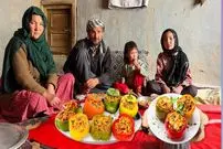 ببینید| غذای روستایی در افغانستان؛ پخت دلمه با فلفل دلمه ای رنگی در روستا