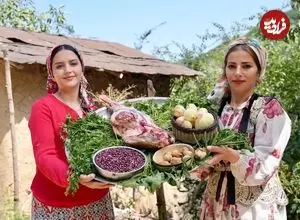 ببینید| غذای روستایی در ایران؛ پخت قرمه سبزی با گوشت بره در طبیعت
