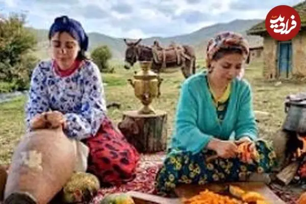 ببینید| غذای روستایی در ایران؛ پخت کدو پلو و تهیه کره در طبیعت