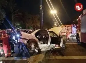 ببینید| تصاویری از برخورد خودرو سواری با تجمع مردمی در وکیل‌آباد مشهد