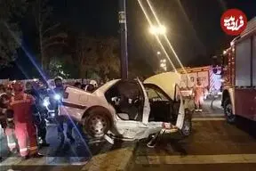 ببینید| تصاویری از برخورد خودرو سواری با تجمع مردمی در وکیل‌آباد مشهد