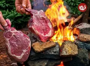 ببینید| غذای روستایی در سوئیس؛ پخت استیک تاماهاوک در کنار رودخانه