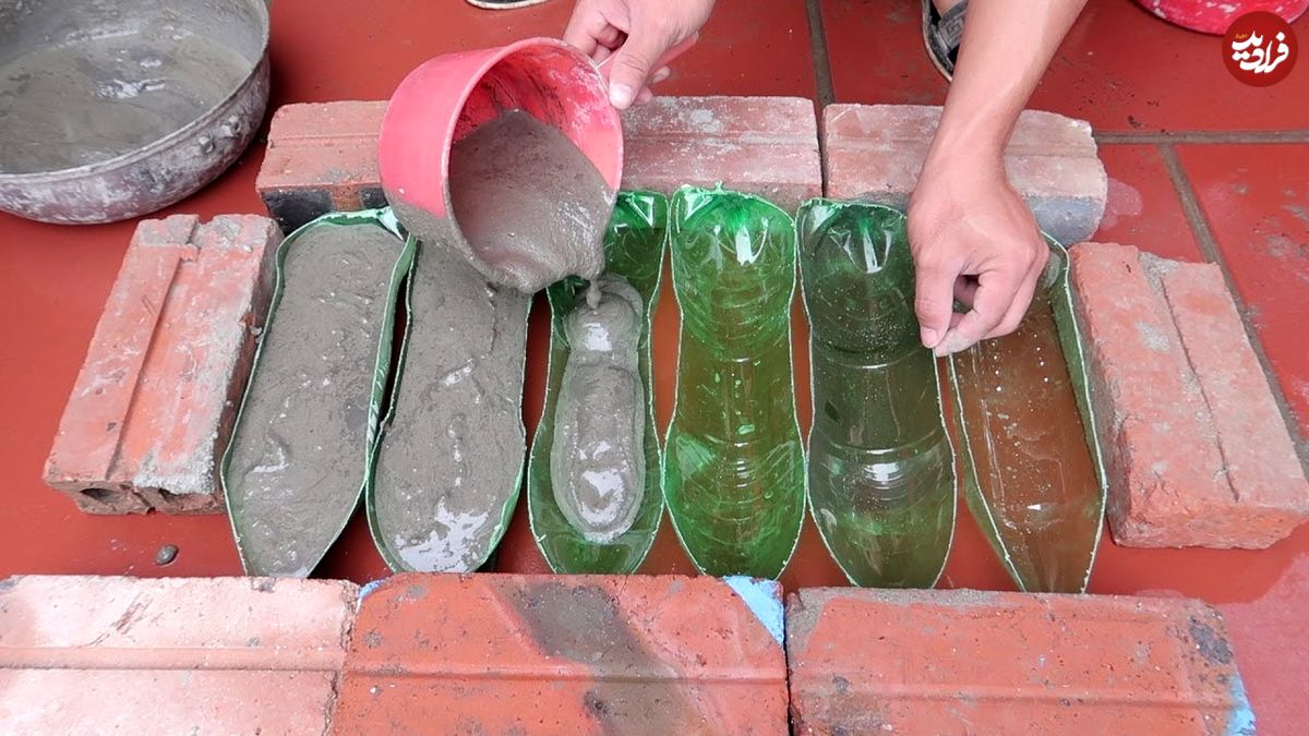 ببینید؛ نحوه ساخت یک گلدان زیبا با بطری پلاستیکی و سیمان