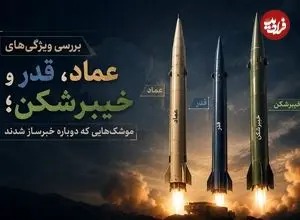 تصاویر| بررسی ویژگی‌های عماد، قدر و خیبرشکن؛ موشک‌هایی که دوباره خبرساز شدند