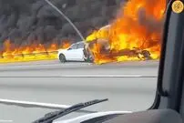 (ویدئو) تصادف مرگبار کامیون حامل سوخت جت