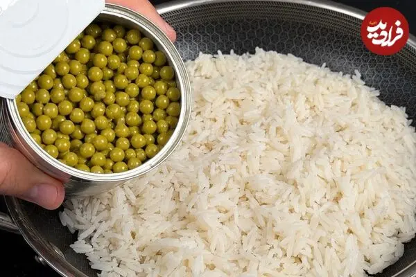 ببینید| طرز تهیه یک غذای جدید با برنج، تن ماهی و نخود فرنگی
