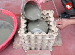 ببینید؛ نحوه ساخت یک گلدان متفاوت با شانه تخم مرغ و سیمان 