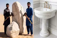 (ویدئو) فرآیند دیدنی ساخت سینک دستشویی با تخته سنگ مرمر 