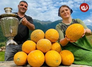 ببینید؛ غذای روستایی در آذربایجان؛ تهیه مربای ملون و پخت کروسان در طبیعت