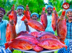 ببینید؛ غذای روستایی در هند؛ کباب ماهی سرخو با کمک برگ موز، فویل و گِل