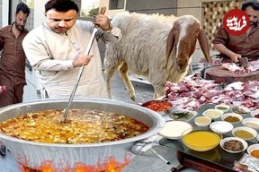 ببینید؛ غذای خیابانی در هند؛ پخت چلو گوشت بز در حیدرآباد