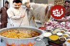 ببینید؛ غذای خیابانی در هند؛ پخت چلو گوشت بز در حیدرآباد