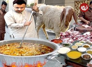 ببینید؛ غذای خیابانی در هند؛ پخت چلو گوشت بز در حیدرآباد