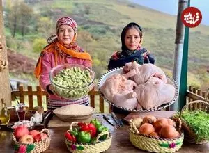 ببینید| غذای روستایی در ایران؛ پخت باقالی پلو با مرغ به روشی متفاوت