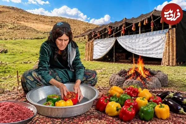 ببینید| غذای روستایی در ایران؛ پخت دلمه توسط یک بانوی عشایر و در طبیعت