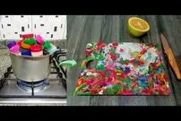 (ویدئو) چگونه در پلاستیکی نوشابه را در ماهیتابه ذوب کنیم و یک تخته برش بسازیم؟