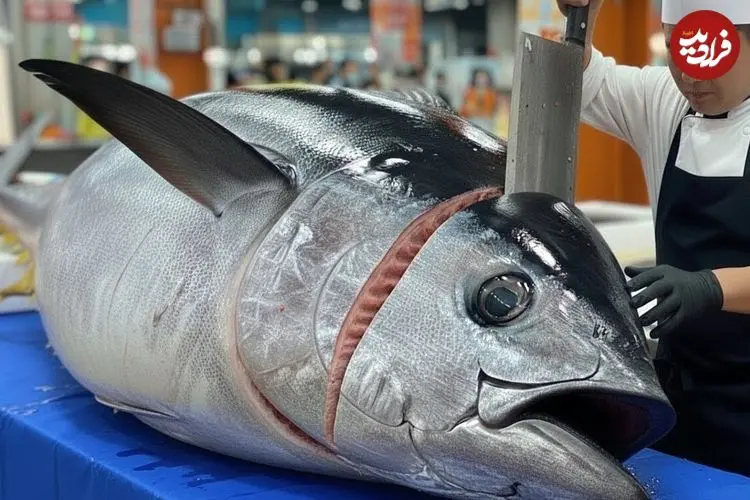 ببینید| غذای خیابانی در تایوان؛ برش استادانه ماهی باله زرد و تهیه کباب و ساشیمی با آن در تایپه