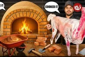 ببینید| غذای خیابانی در ایران؛ ساخت یک تنور سنتی و پخت بره کامل در آن 
