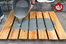 ببینید| نحوه درست کردن یک گلدان زیبا با پالت چوبی و سیمان در خانه