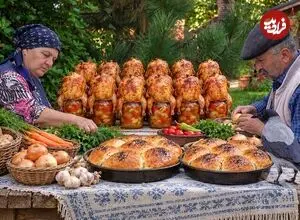 ببینید| غذای روستایی در آذربایجان؛ پخت مرغ به روشی متفاوت و در شیشه