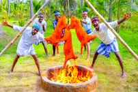 ببییند| غذای روستایی در هند؛ پخت بریانی با 3 بز در تنور زیر زمینی