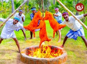 ببییند| غذای روستایی در هند؛ پخت بریانی با 3 بز در تنور زیر زمینی