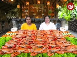 ببینید| غذای روستایی در سنگاپور؛ پخت خرچنگ به روش سنتی و زیر کاه