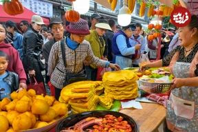 ببینید؛ غذای خیابانی در چین؛ پخت مرغ زعفرانی، کیک ذرت، غذاهای دریایی، نودل سیب زمینی و ... در یون نان