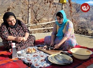 (ویدئو) غذای روستایی در کردستان؛ پخت سبزی پلو با ماهی