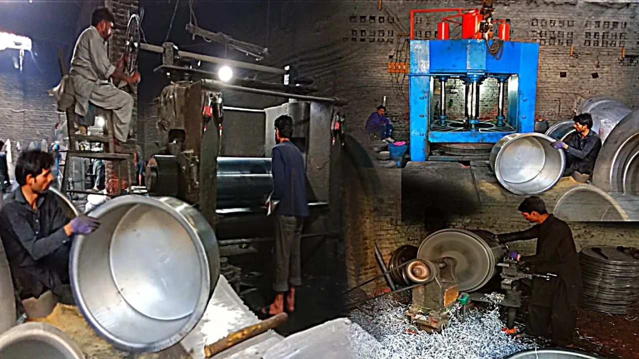 (ویدئو) فرایند شگفت انگیز تولید قابلمه های بزرگ آلومینیومی توسط پاکستانی ها