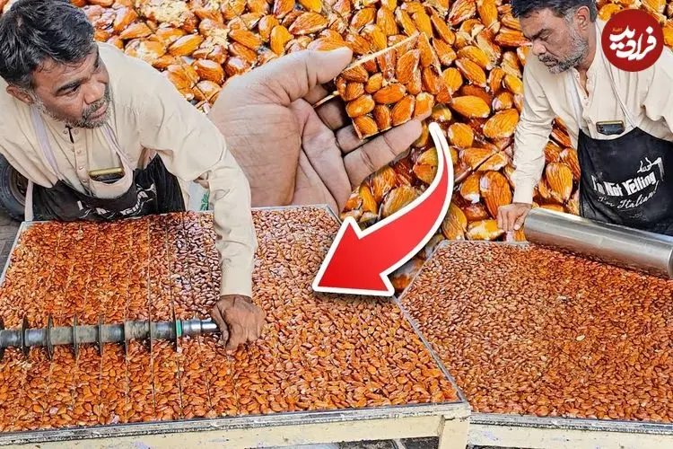 ببینید| غذای خیابانی در پاکستان؛ تهیه شیرینی بادام زمینی به روش سنتی در کراچی